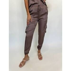 NEW RIVER + SKY eco-satin harlow pants in brown